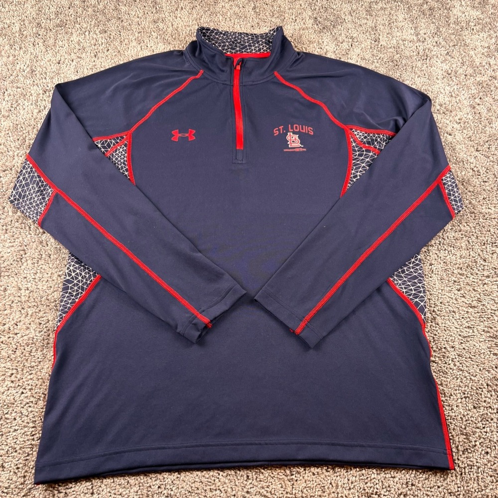St. Louis Cardinals Shirt Mens M Navy 1/4 Zip Performance Stretch Pullover MLB